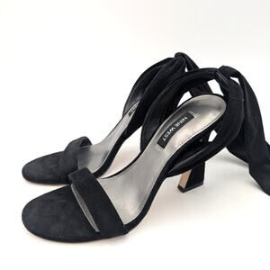 Nine West Kelsie Ankle Wrap Sandal Heeled Women's Open Toe Black Size 5.5M EU36